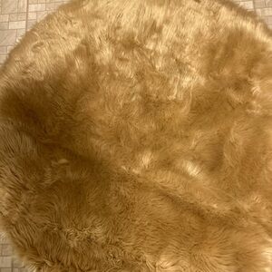 4x4 F Rug .Latepis Round Fur Rug Light Brown Beige Circle Rug 4ft Furry Washable